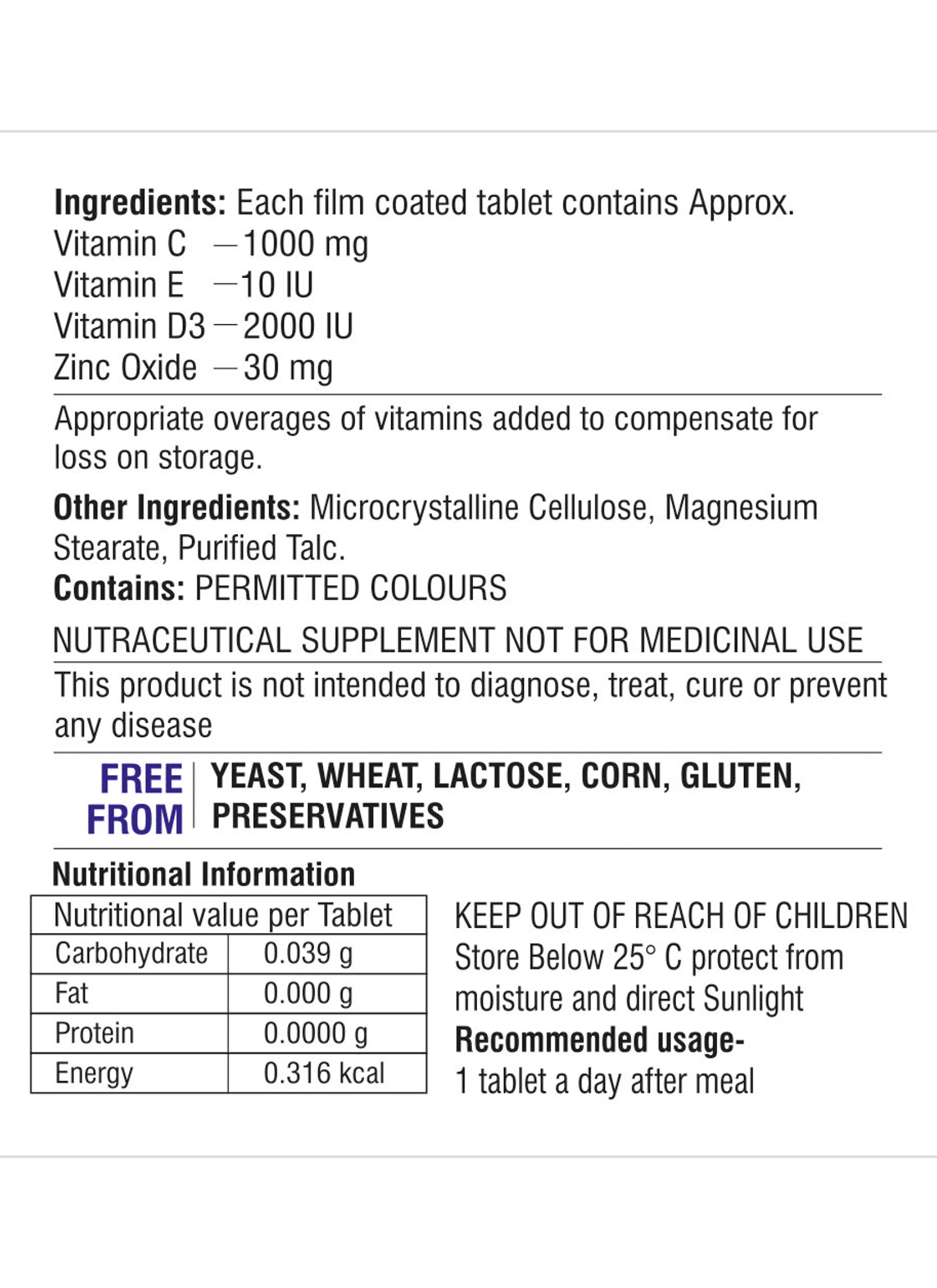nutritional fact image