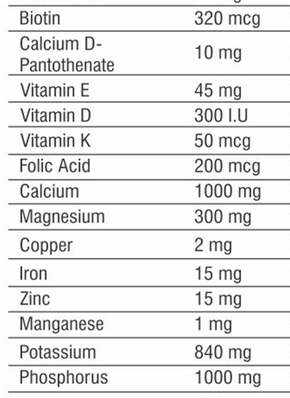 nutritional fact image